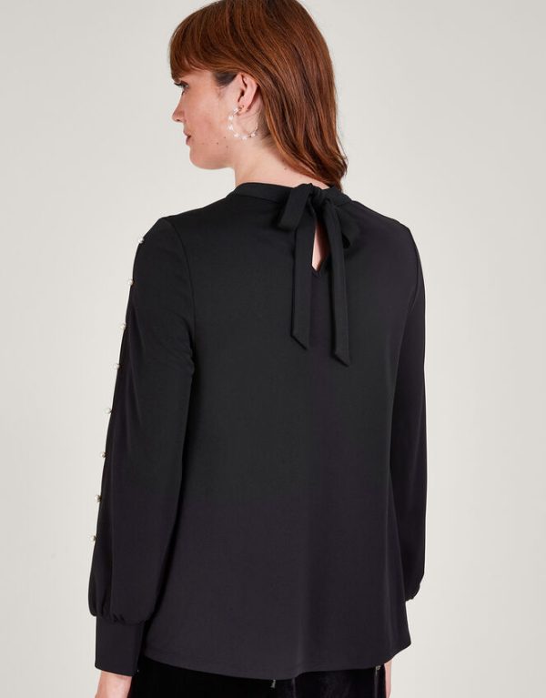 Monsoon Pearl Detail Blouse Black - Image 4