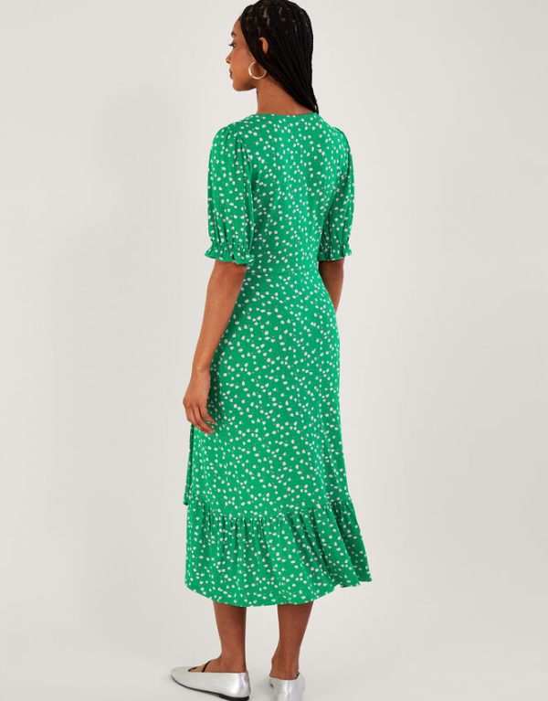 Monsoon Hattie Spot Wrap Dress Green - Image 3