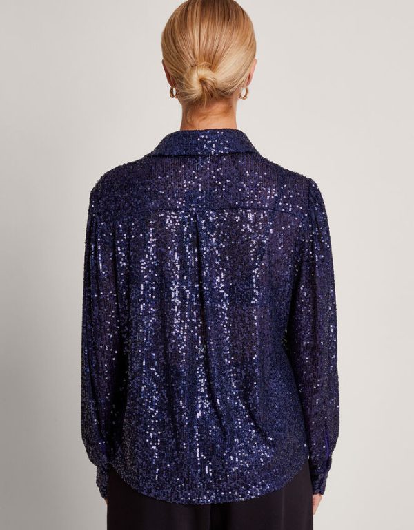 Monsoon Megan Sequin Shirt Purple - Image 4