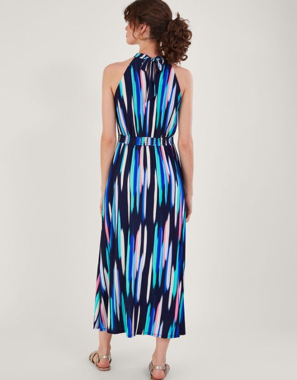 Monsoon Holly Print Halter Neck Maxi Dress Blue - Image 3