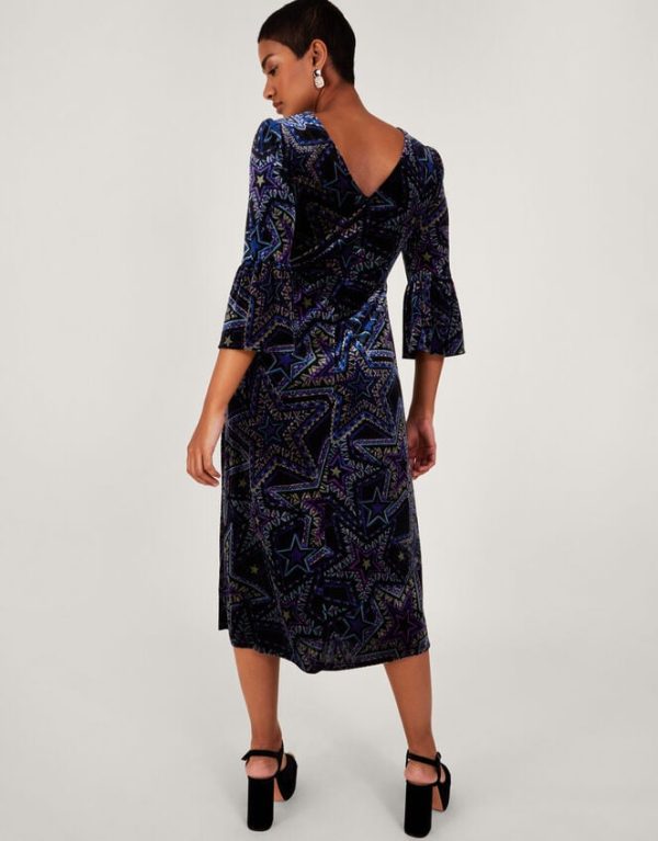 Monsoon Serenity Velvet Dress Black - Image 3