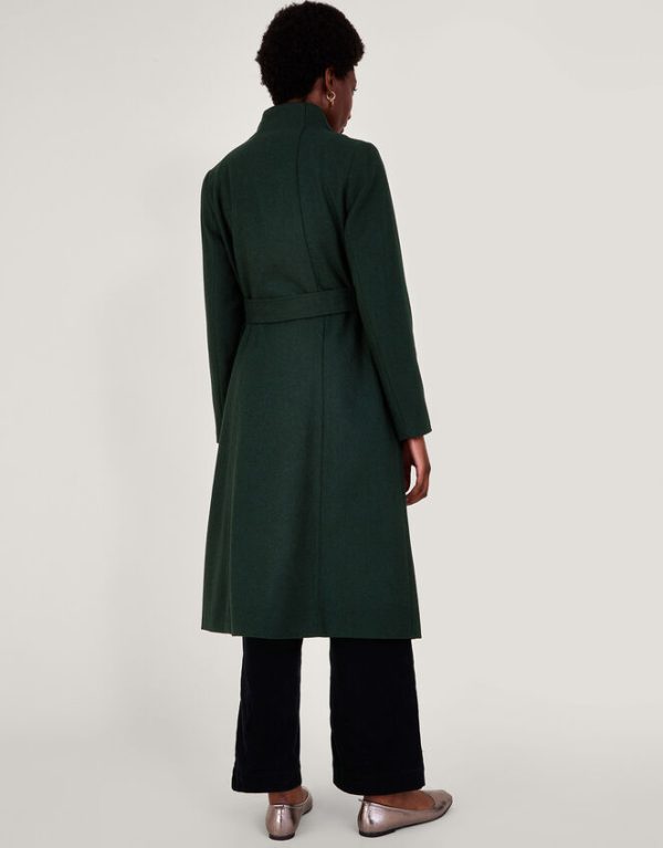 Monsoon Saskia Belted Coat Green - Image 4