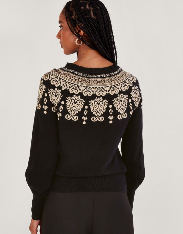 Monsoon Fair Isle Jumper Black - Image 3