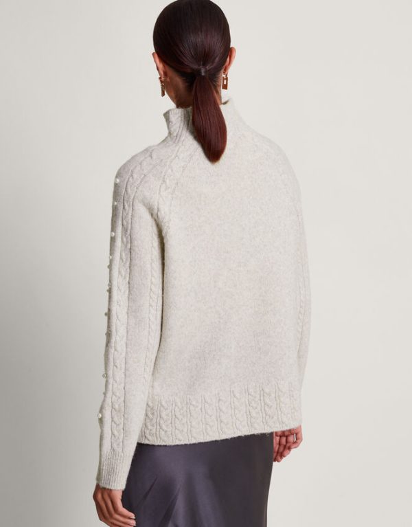 Monsoon Pearl Cable Jumper Ivory - Image 3