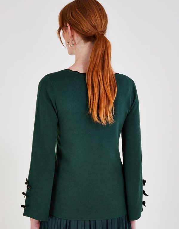 Monsoon Blair Bow Jumper Green - Image 3