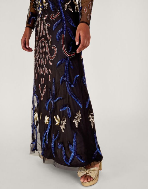 Monsoon Elena Embellished Maxi Dress Black - Image 3