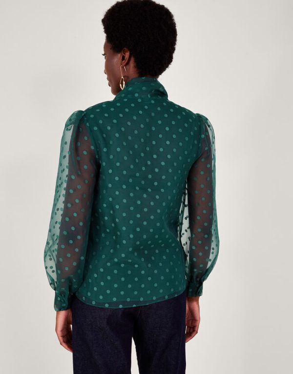 Monsoon Rosa Spot Blouse Green - Image 3