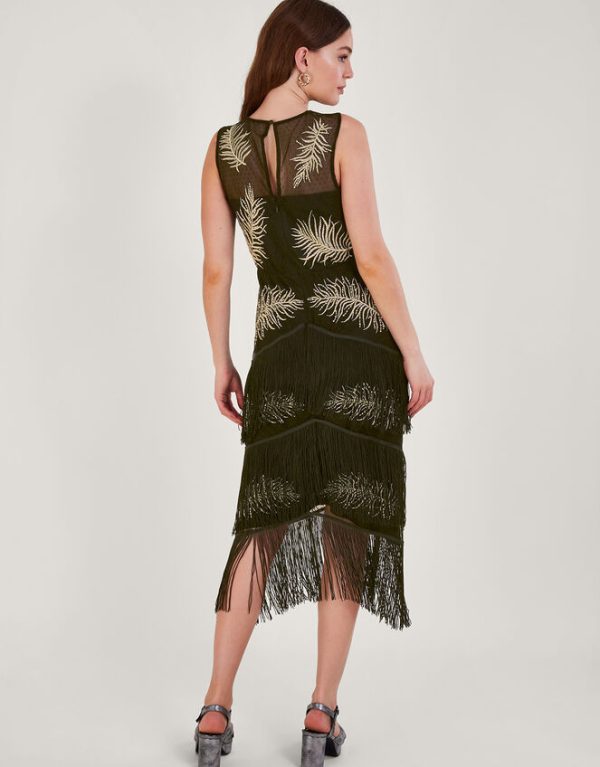 Monsoon Fari Embellished Fringe Dress Black - Image 3