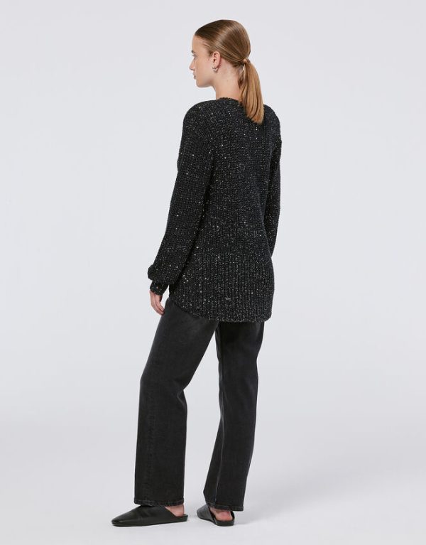 Monsoon Scotch and Soda Metallic Mid-Length Cardigan Black - Image 4