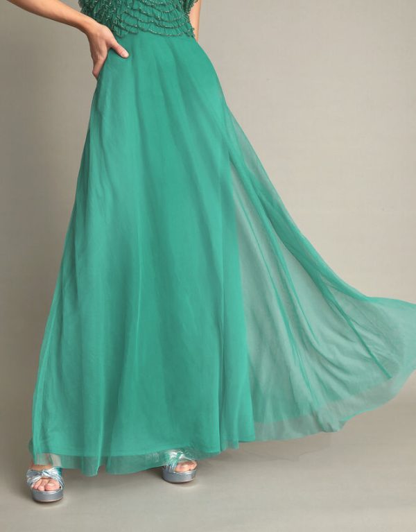 Monsoon Irina Hand-Embellished Maxi Dress Green - Image 4