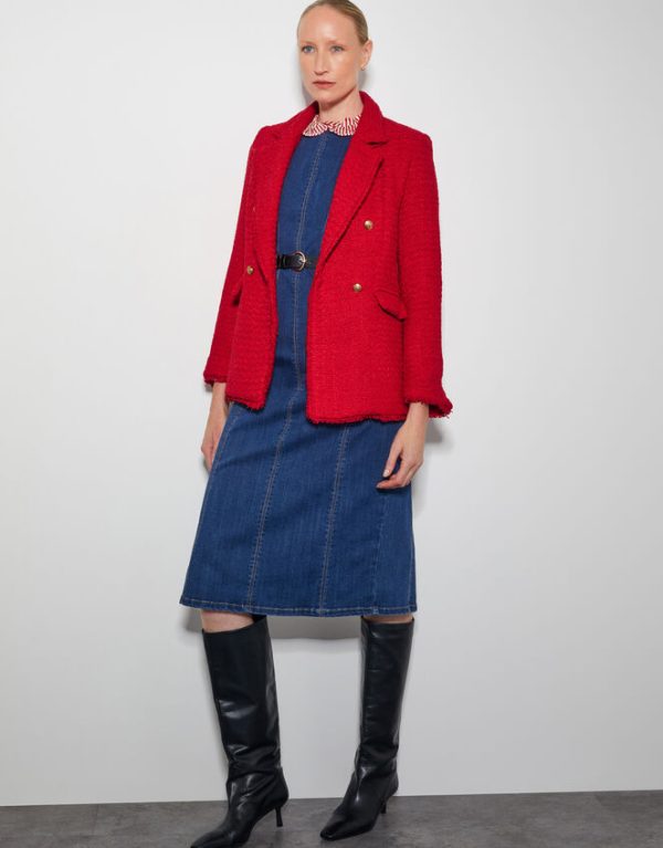 Monsoon Rubi Tweed Jacket Red - Image 5