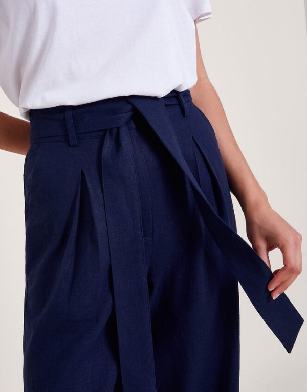 Monsoon Mabel Short-Length Tie Trousers Blue - Image 4