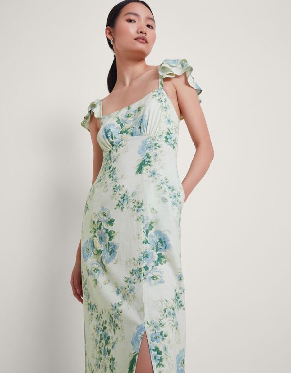 Monsoon Zimira Floral Midi Dress Ivory - Image 4