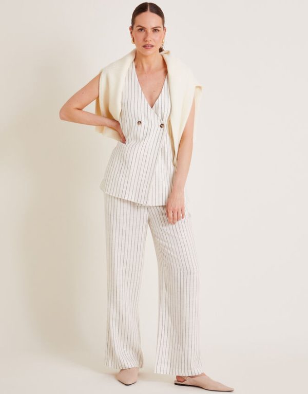 Monsoon Sara Stripe Waistcoat Ivory - Image 6