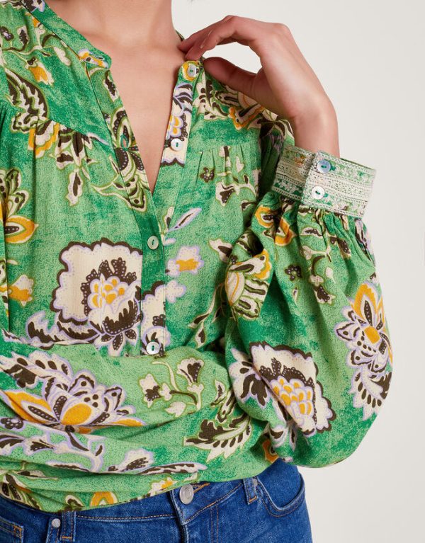 Monsoon Juliet Floral Blouse Green - Image 4