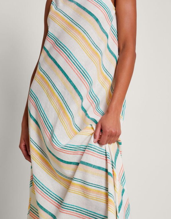 Monsoon Aubree Stripe Dress Green - Image 4