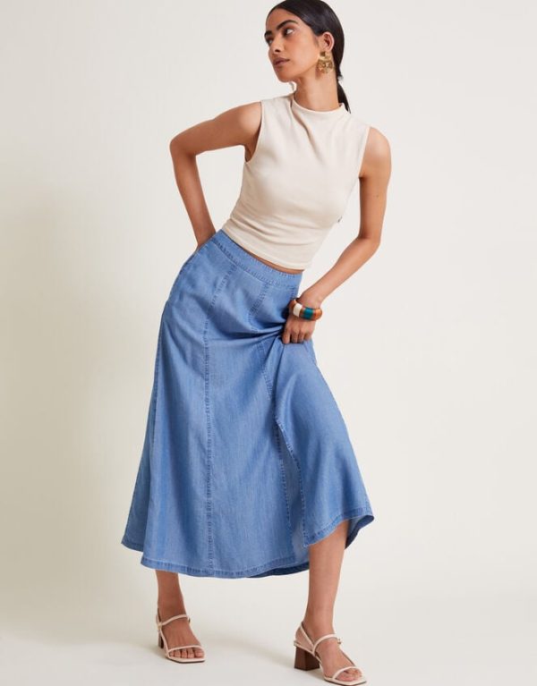 Monsoon Tierra Midi Skirt Blue - Image 5