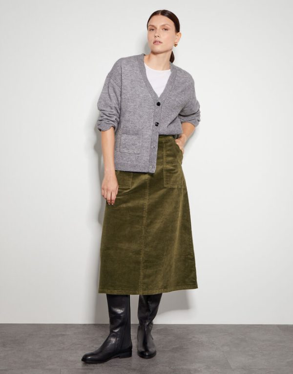 Monsoon Malika Corduroy Midi Skirt Green - Image 5