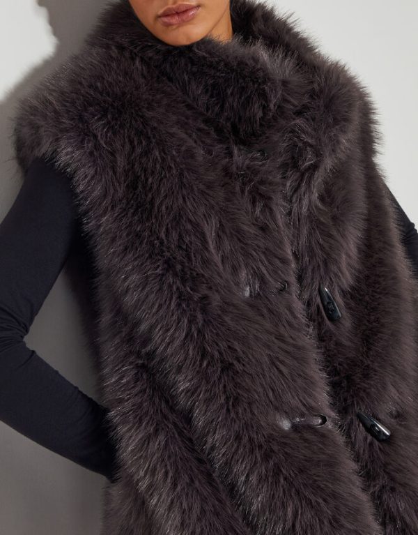 Monsoon Della Faux Fur Gilet Brown - Image 5