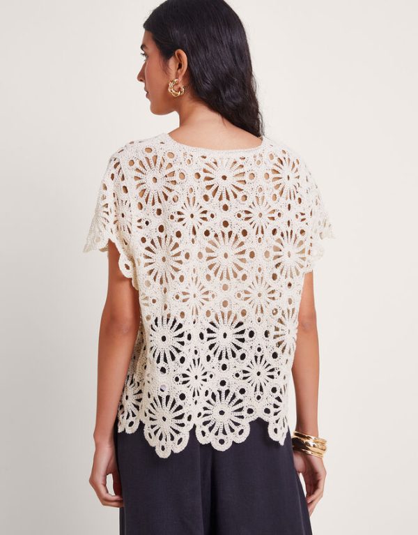 Monsoon Riri Crochet Top Natural - Image 4