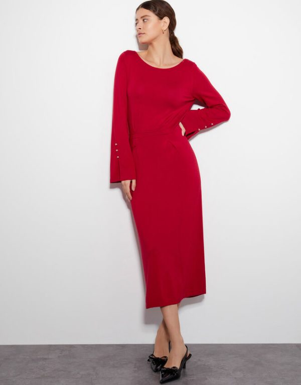 Monsoon Sal Slash Knit Dress Red - Image 5