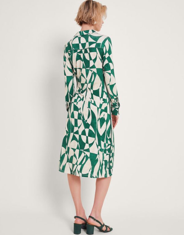 Monsoon Print Shirt Dress Green - Image 4