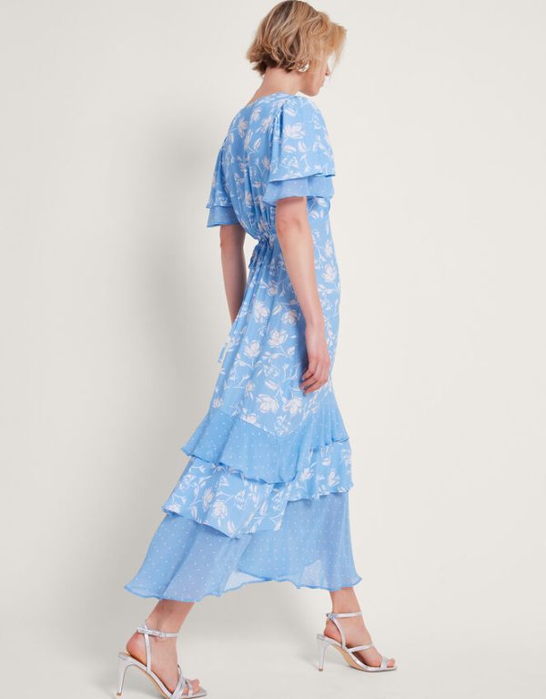 Monsoon Simone Tiered Ruffle Dress Blue - Image 4