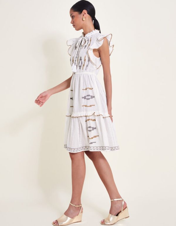 Monsoon Ula Embroidered Dress Ivory - Image 5