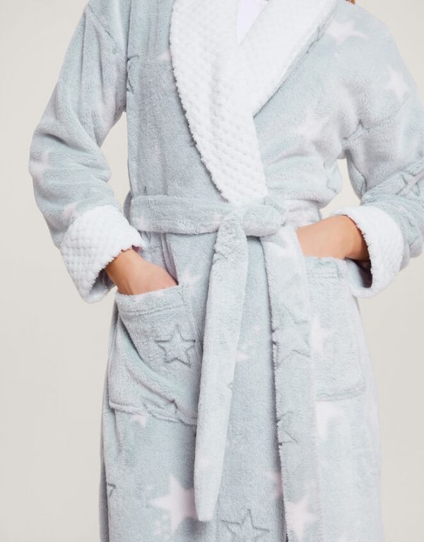 Monsoon Star Print Dressing Gown Grey - Image 4