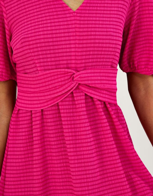 Monsoon Twist Detail Jersey Midi Dress Pink - Image 4