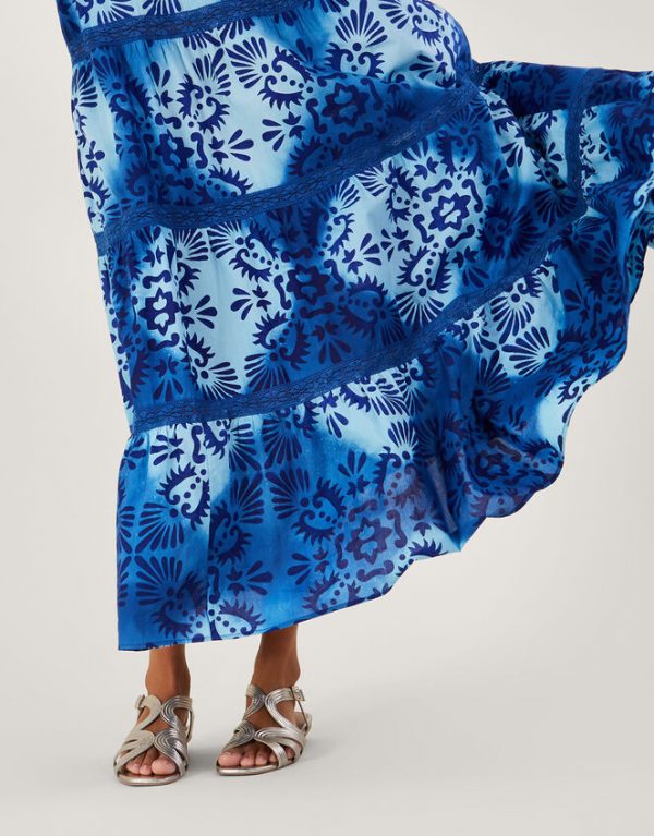 Monsoon Tile Batik Print Cami Midi Dress Blue - Image 4