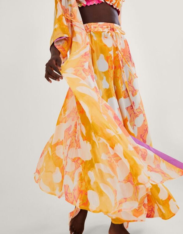 Monsoon Orange Abstract Print Longline Kimono - Image 4