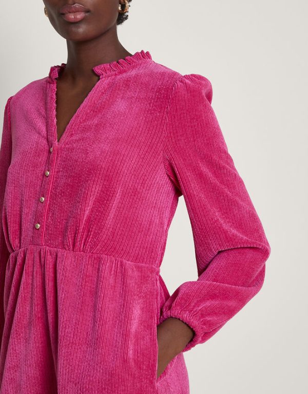 Monsoon Cord Buttoned Dress Pink - Image 4