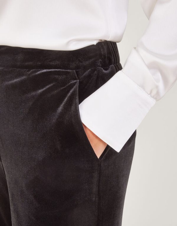 Monsoon Maria Velvet Straight Leg Trousers Black - Image 5