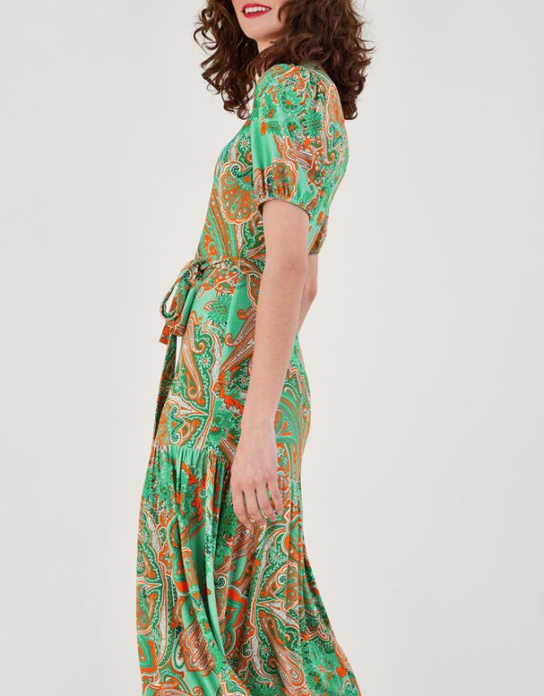 Monsoon Skye Scarf Print Dress Green - Image 4