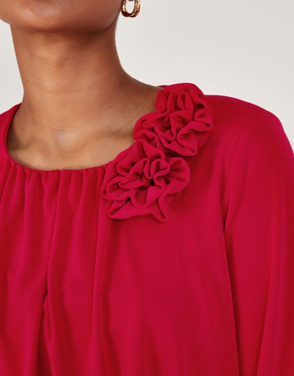 Monsoon Cleo Corsage Dress Red - Image 4