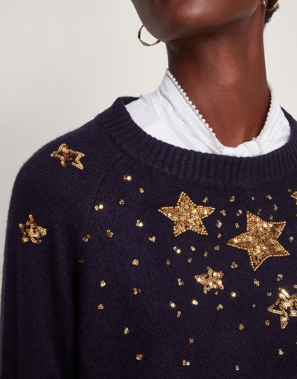 Monsoon Serenity Star Jumper Blue - Image 4