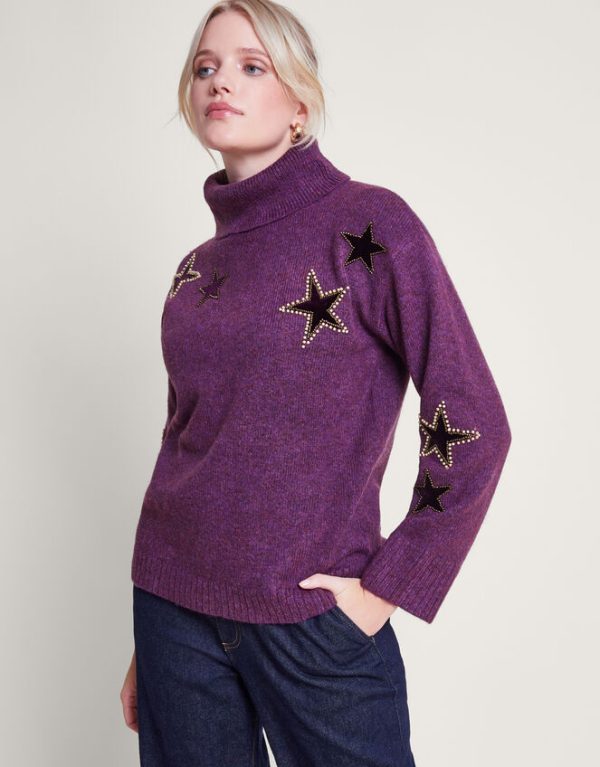 Monsoon Sophia Star Jumper Purple - Image 4