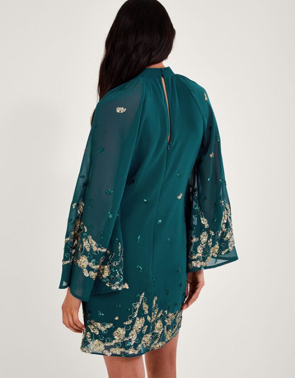 Monsoon Avery Embellished Tunic Dress Green - Image 4