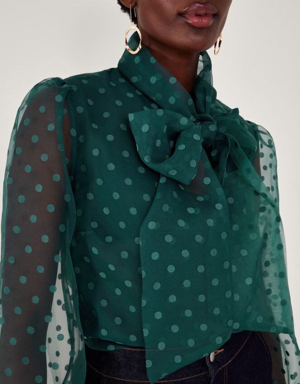 Monsoon Rosa Spot Blouse Green - Image 4