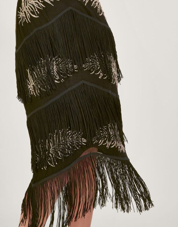 Monsoon Fari Embellished Fringe Dress Black - Image 4