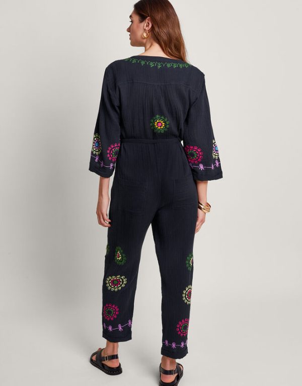 Monsoon La Galeria Elefante Hand-Embroidered Jumpsuit Black - Image 5