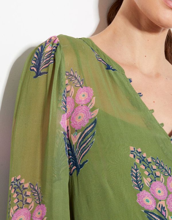 Monsoon East Floral Print Maxi Dress Green - Image 6