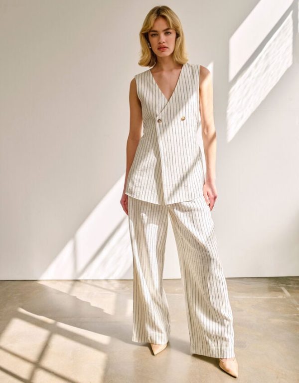 Monsoon Sara Stripe Trousers Ivory