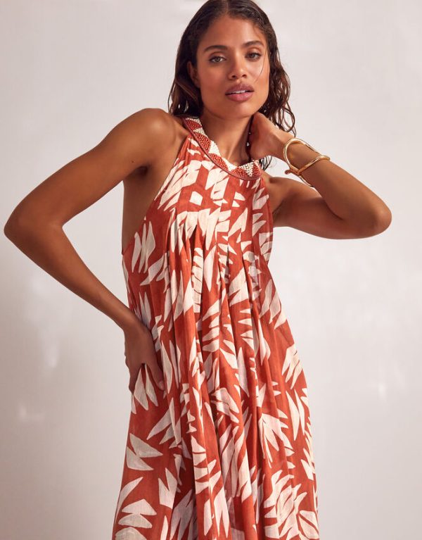 Monsoon Shelly Sleeveless Printed Maxi Dress Orange