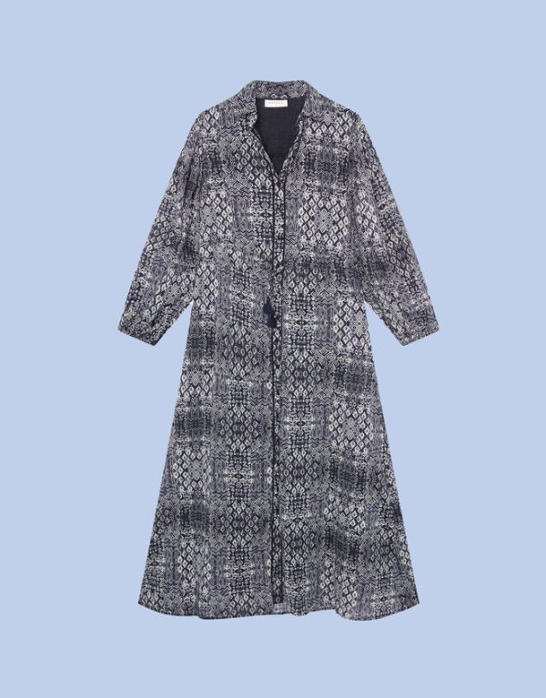 Monsoon Maison Hotel Geometric Print Shirt Dress Blue