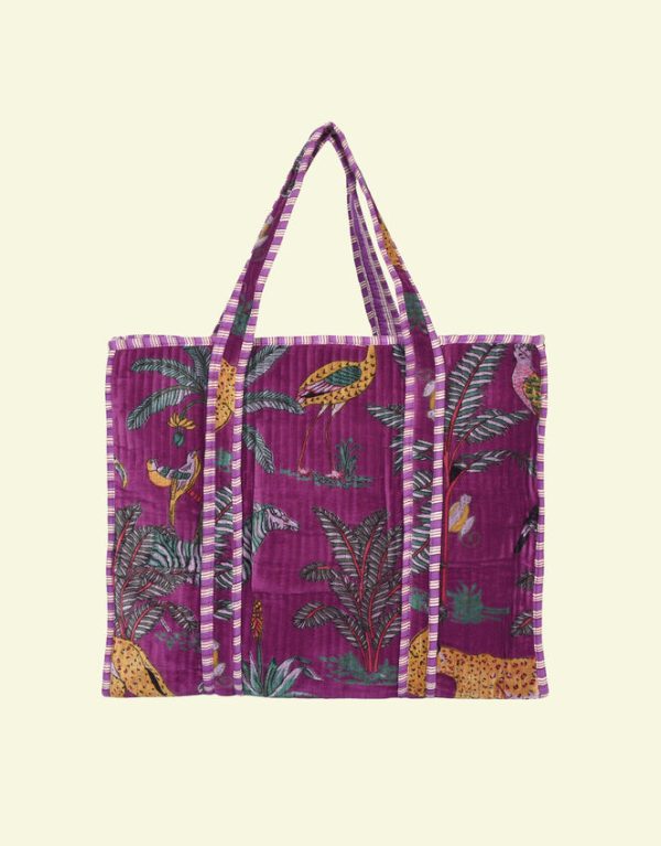 Monsoon Conscious Yoga Collective Velvet Jungle Print Tote Bag Purple